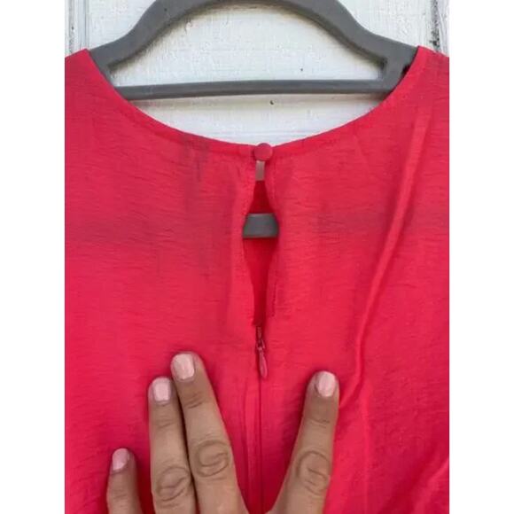 NWT Anthropologie The Della Pleated-Waist‎ Shell Top, Red, Sz L - Picture 6 of 6